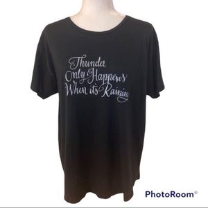 Fleetwood Mac Graphic Tee Song Lyrics Dreams Thunder Raining Black Silver Small